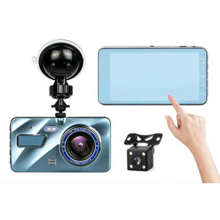 4" Dual Lens Dash Cam with Full HD 1080P, Night Vision, Front and Rear View, Loop Recording, Aluminum Alloy Black Box
