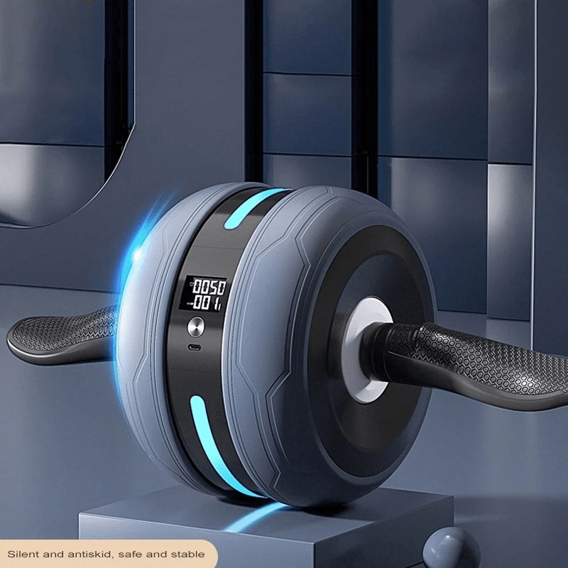 Ab wheel with rebound & counting function for effective core training
