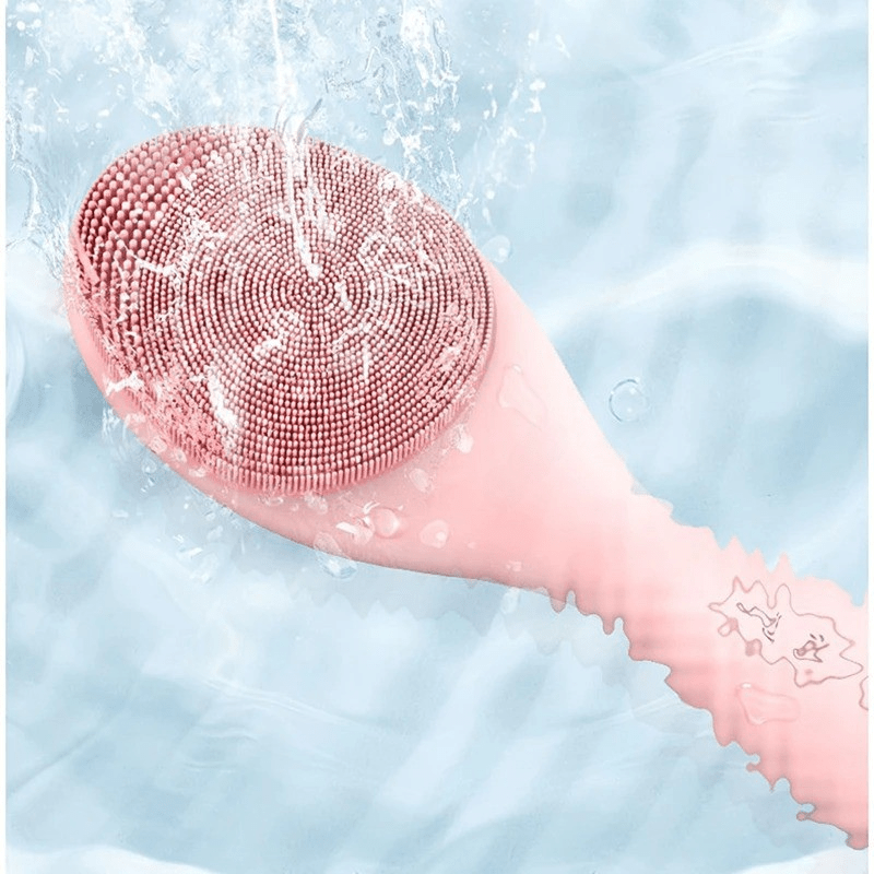 Electric facial cleanser with LED light & 42 °C heat technology | Silicone skincare device with sound vibration