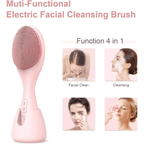 Electric facial cleanser with LED light & 42 °C heat technology | Silicone skincare device with sound vibration