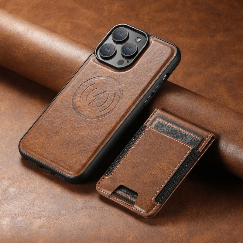 Elegant leather case with magnetic stand & card holder