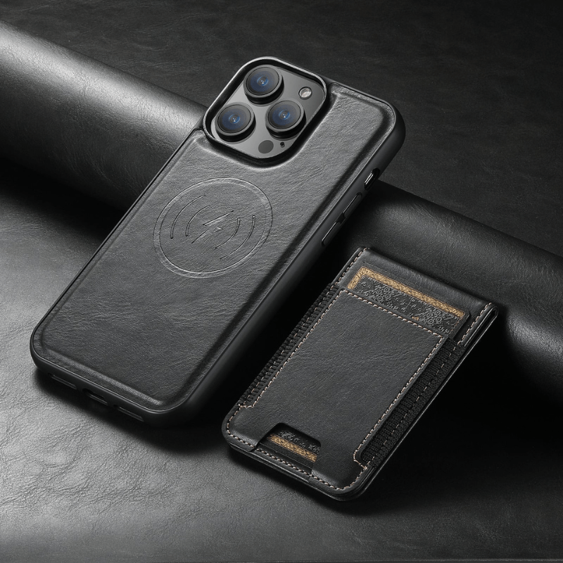Elegant leather case with magnetic stand & card holder