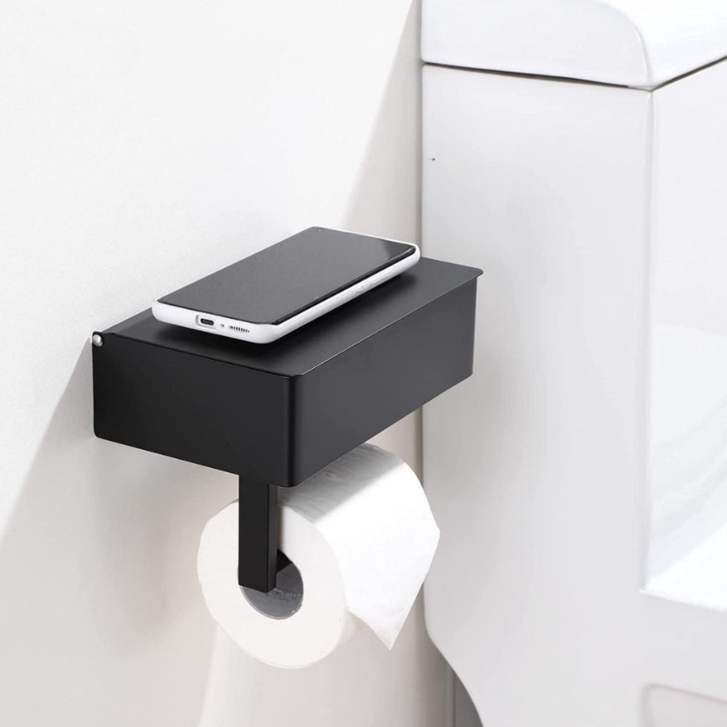 Multifunctional Toilet Paper Holder Aristo – Luxury Stainless Steel Design with Storage Compartment