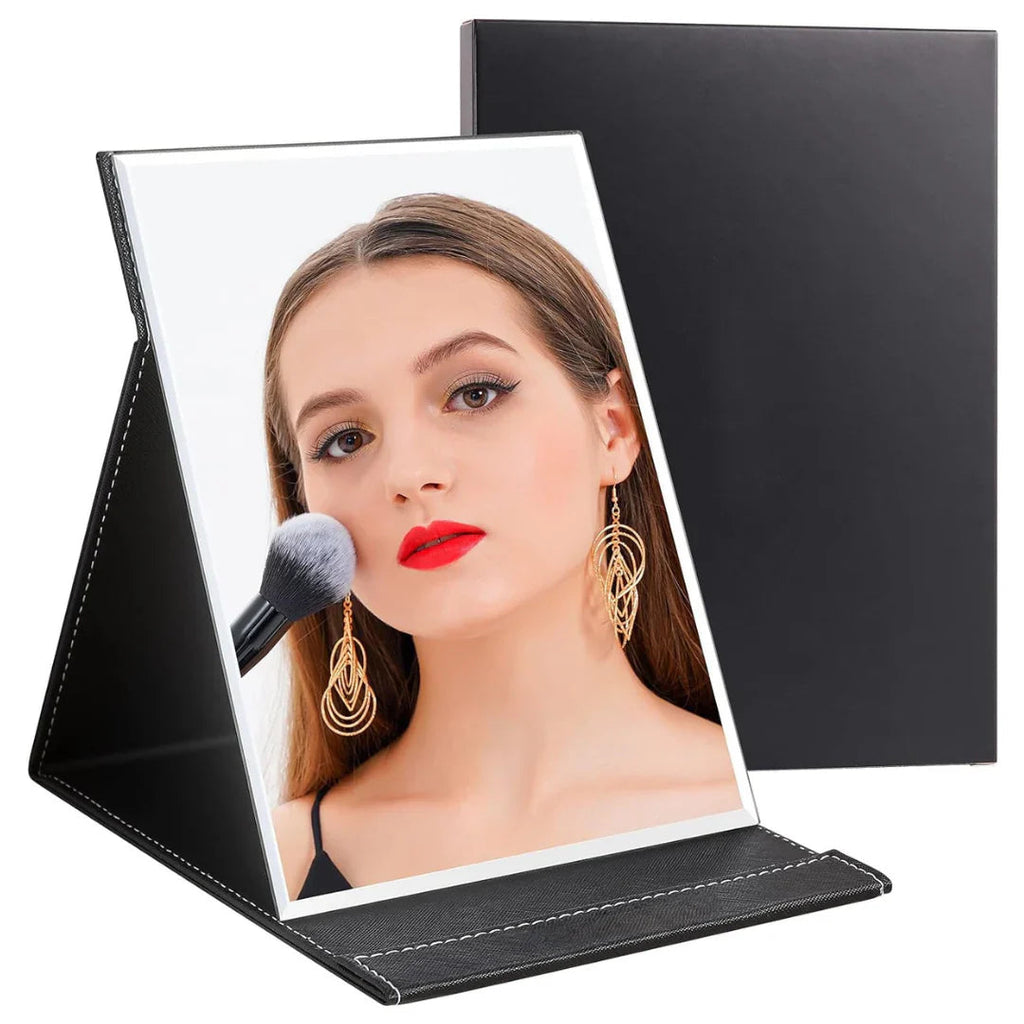 Compact makeup mirror with stand