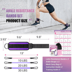 resistance bands for buttocks & hips with ankle strap & training poster