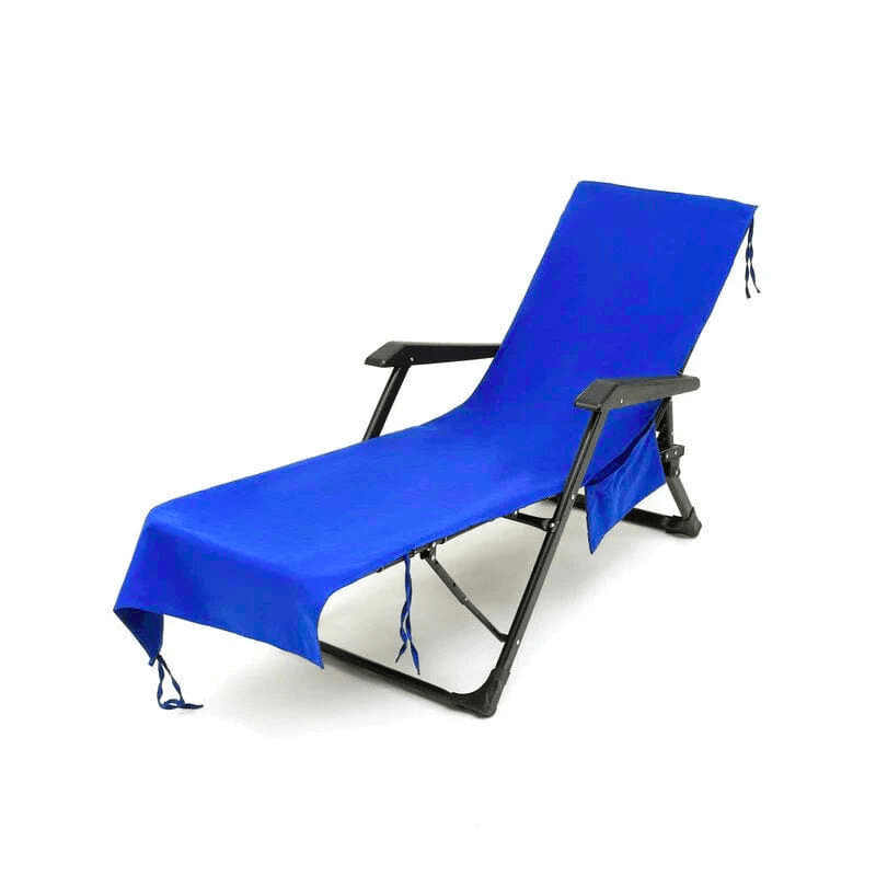 Towel with pockets & non-slip grip for deckchairs