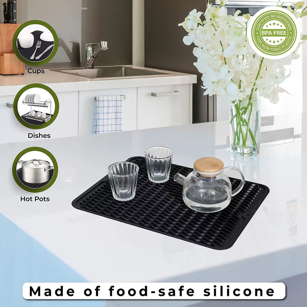 KÜCHENWELLA Silicone Kitchen Mat | Heat Resistant & Non-Slip | Dish Mat, Refrigerator & Drawer Liner | BPA-Free & Easy to Clean
