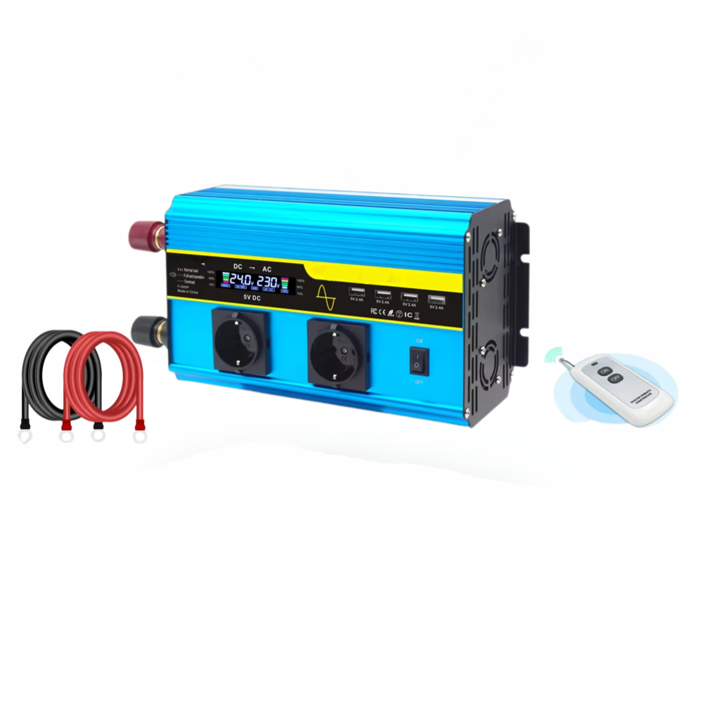 4000W Pure Sine Wave Power Inverter 12V/24V DC to 110V/220V AC Converter for Car and Solar Systems