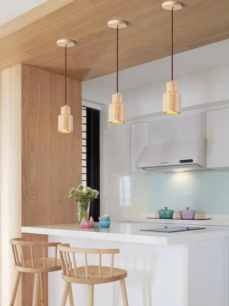 Scandinavian Wooden Pendant Light – Minimalist Design for Living Room and Bedroom | Natural Wood Look