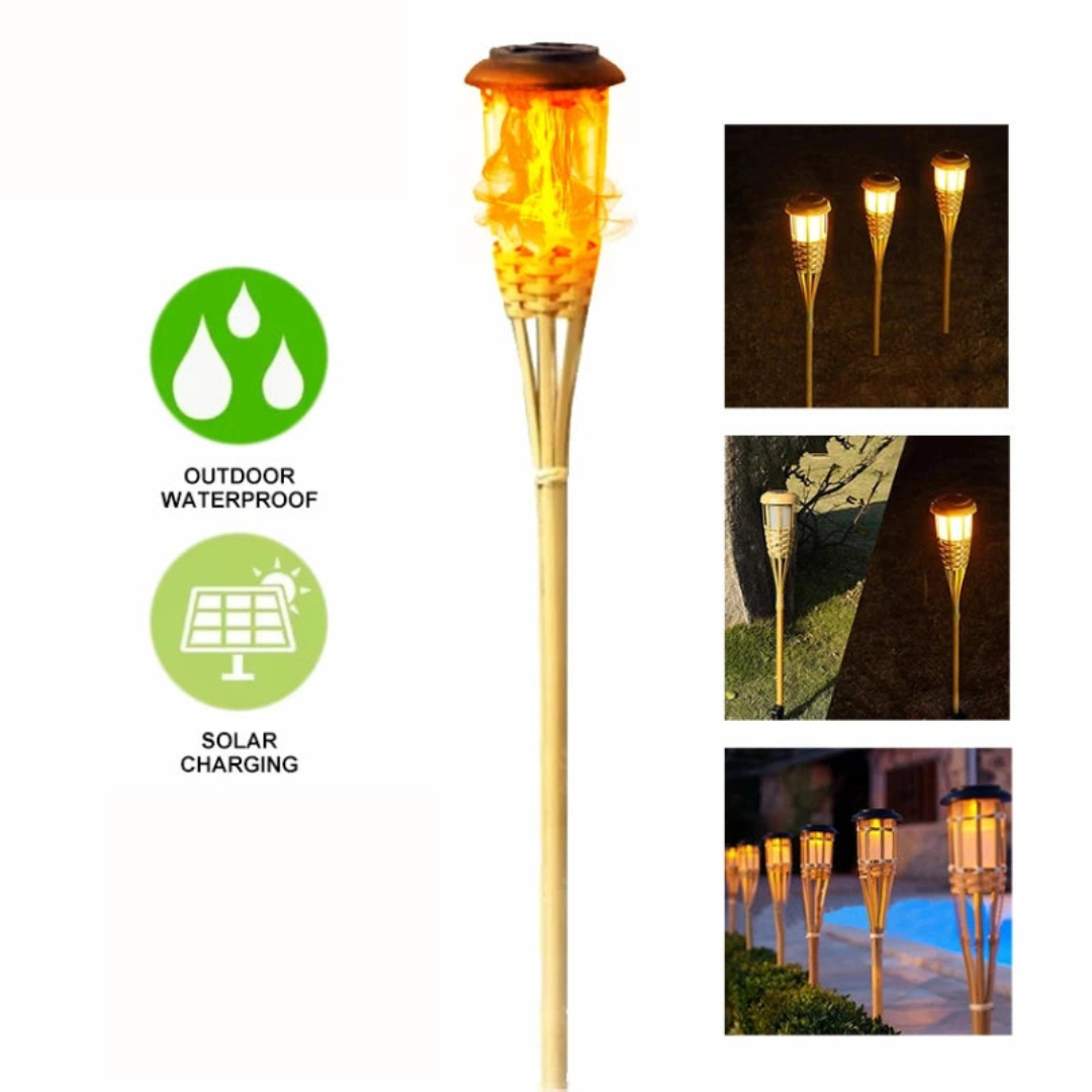 Solar Torch 5-piece Set | Flame Look LED Garden Lights | Solar Powered | Decorative Light for Outdoor