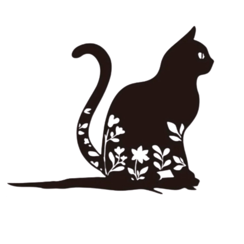 Metal cat silhouette for garden and patio decoration
