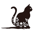 Metal cat silhouette for garden and patio decoration
