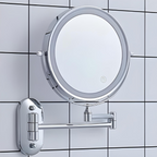 LED Magnifying Mirror | Rechargeable | Cosmetics & Bathroom | Chrome Silver