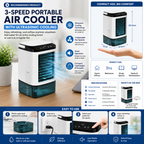 3-Speed Portable Air conditioner with Ultrasonic Cooling