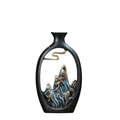 TranquilPeak – Artistic Ceramic Mountain Landscape Vase | Elegant Black Interior Decor