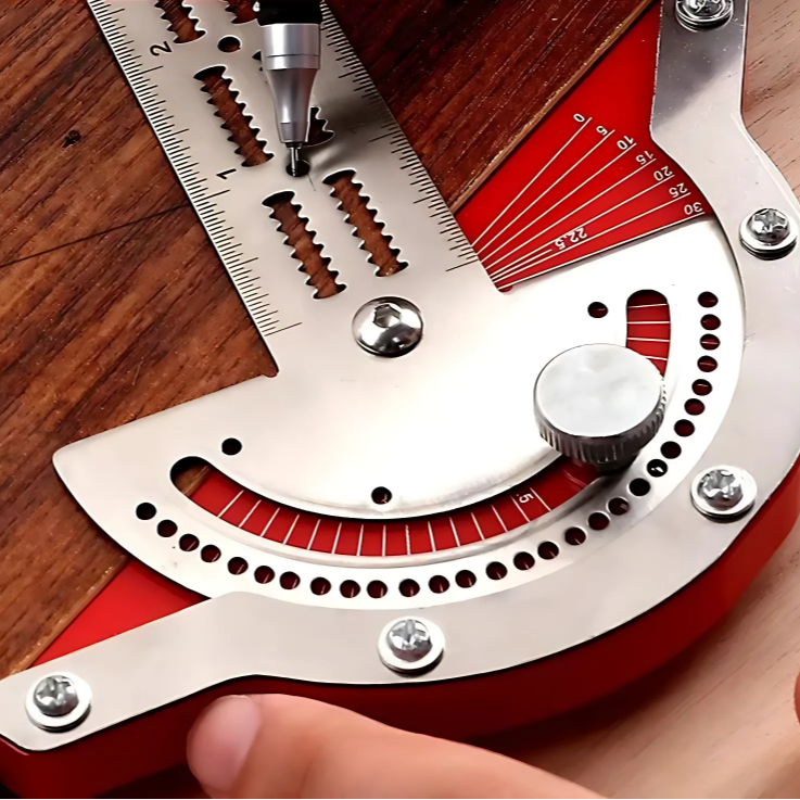Precision Stainless Steel Carpenter's Protractor and Edge Ruler