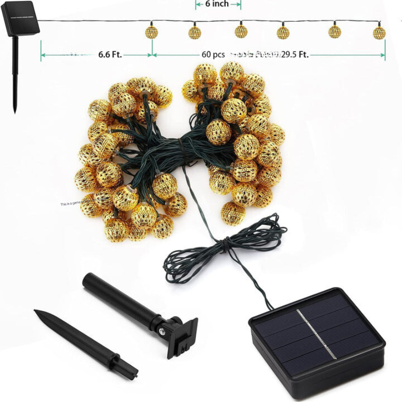 Moroccan waterproof solar fairy lights, l 12 meters, 100 LED bulbs, l 8