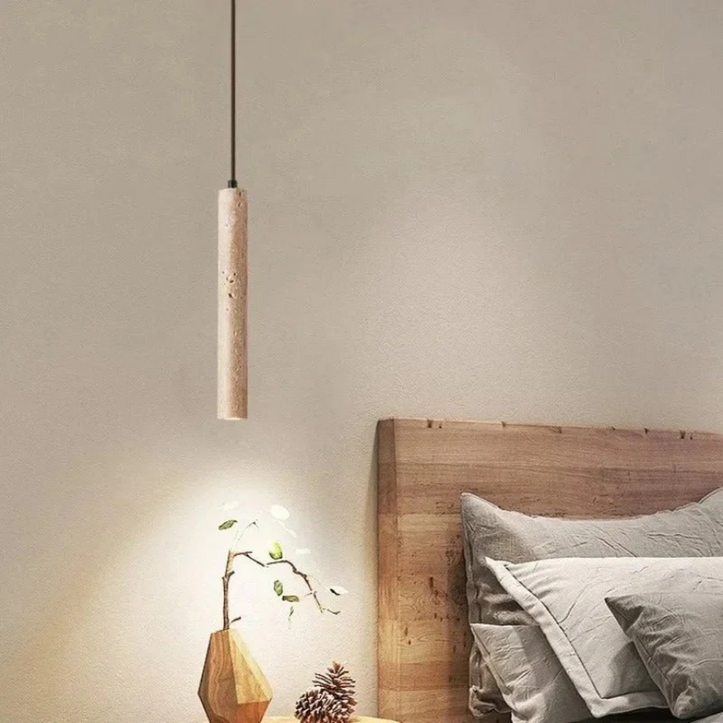 LumoLine – Wabi-Sabi Travertine LED Chandelier