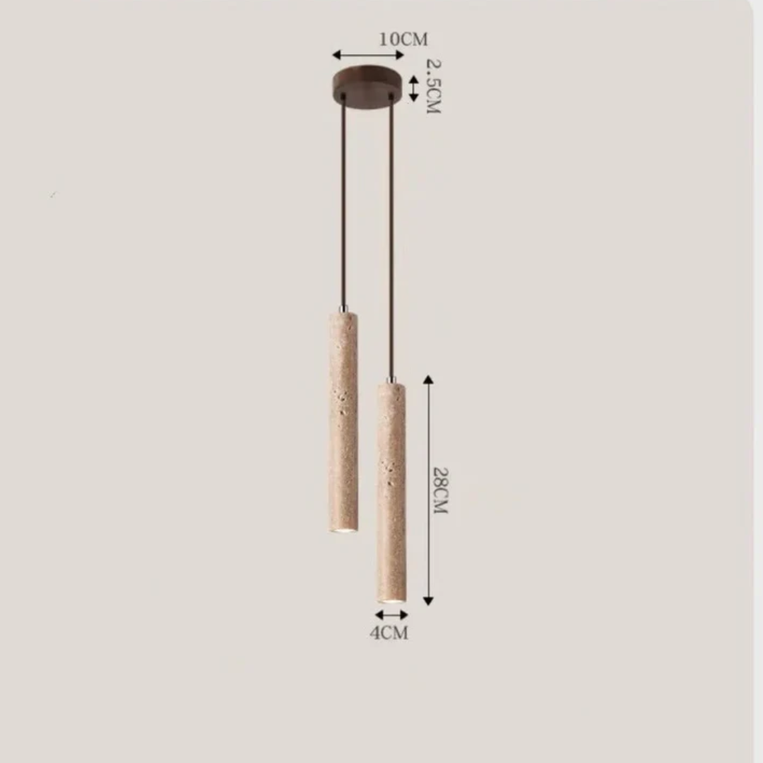 LumoLine – Wabi-Sabi Travertine LED Chandelier