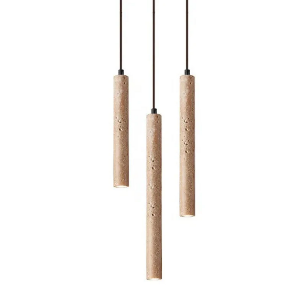 LumoLine – Wabi-Sabi Travertine LED Chandelier