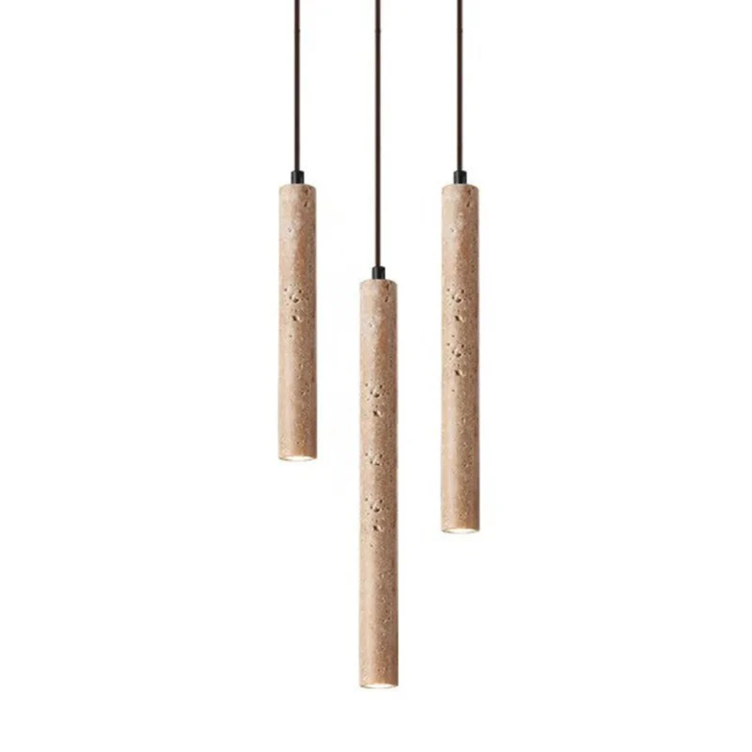 LumoLine – Wabi-Sabi Travertine LED Chandelier