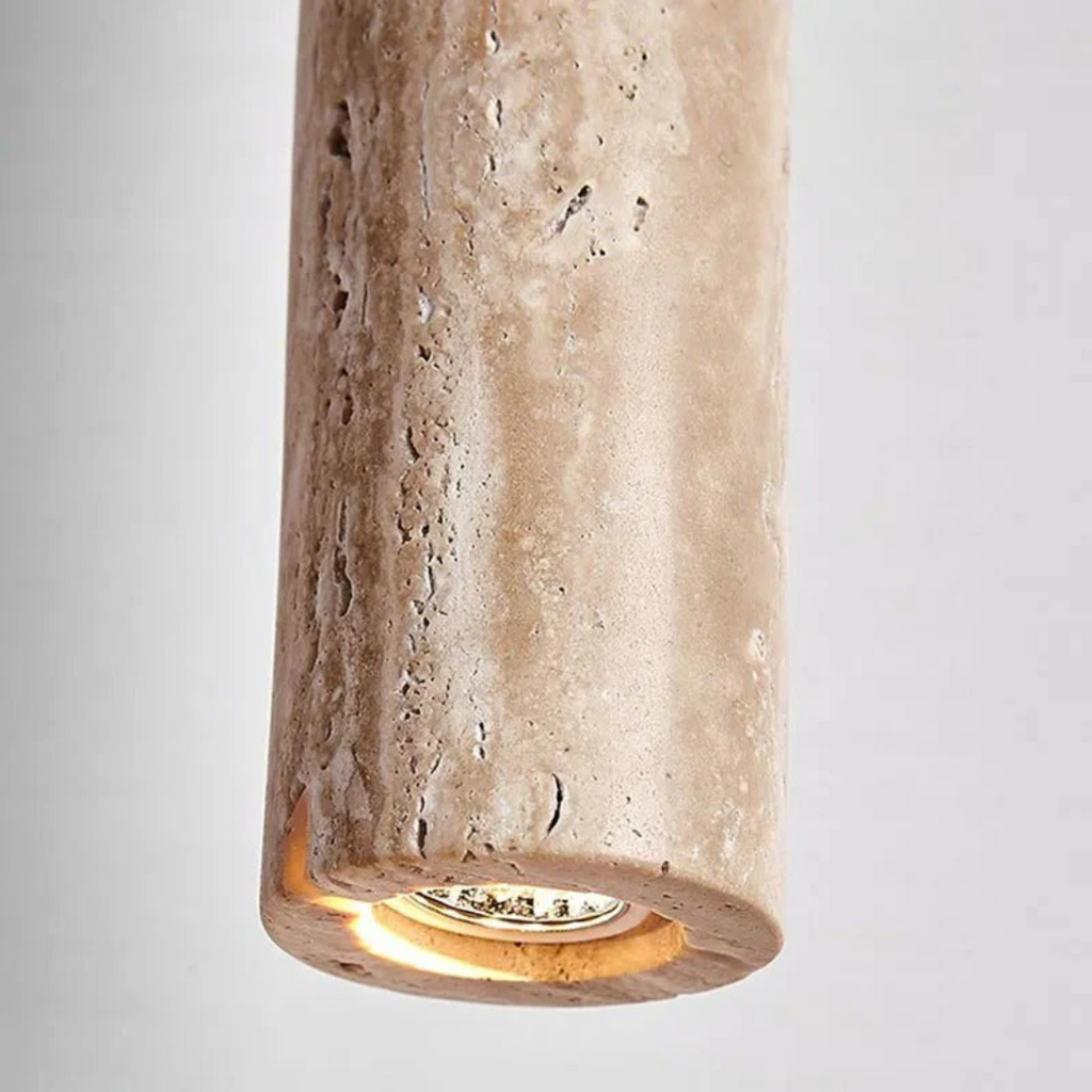 LumoLine – Wabi-Sabi Travertine LED Chandelier