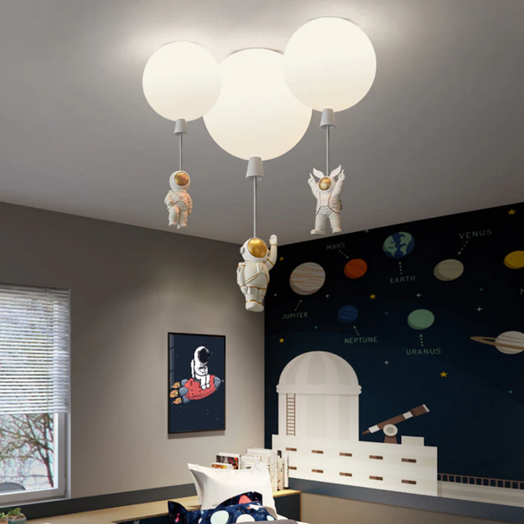 Trendy Moon/Astronaut Kids Room LED Ceiling Lamp - CosmoGlow