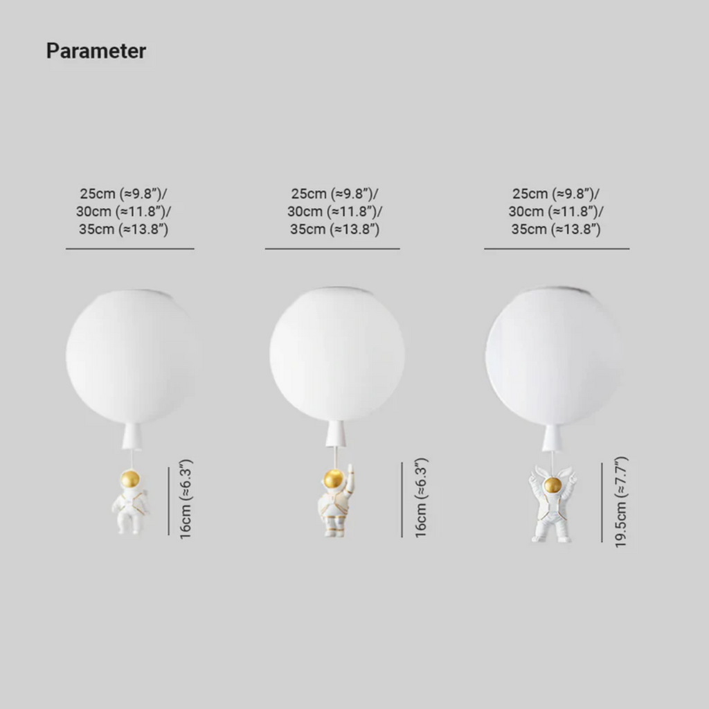 Trendy Moon/Astronaut Kids Room LED Ceiling Lamp - CosmoGlow