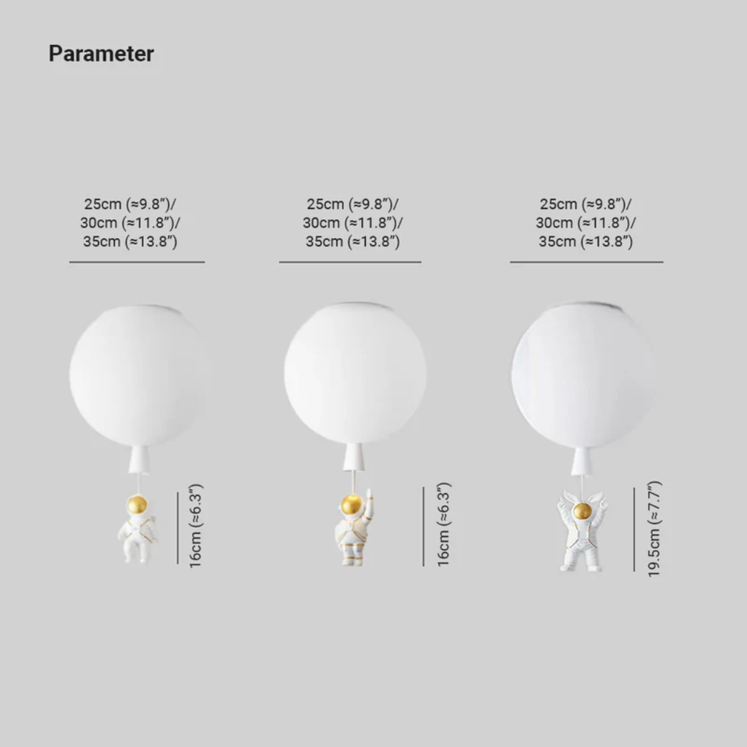 Trendy Moon/Astronaut Kids Room LED Ceiling Lamp - CosmoGlow