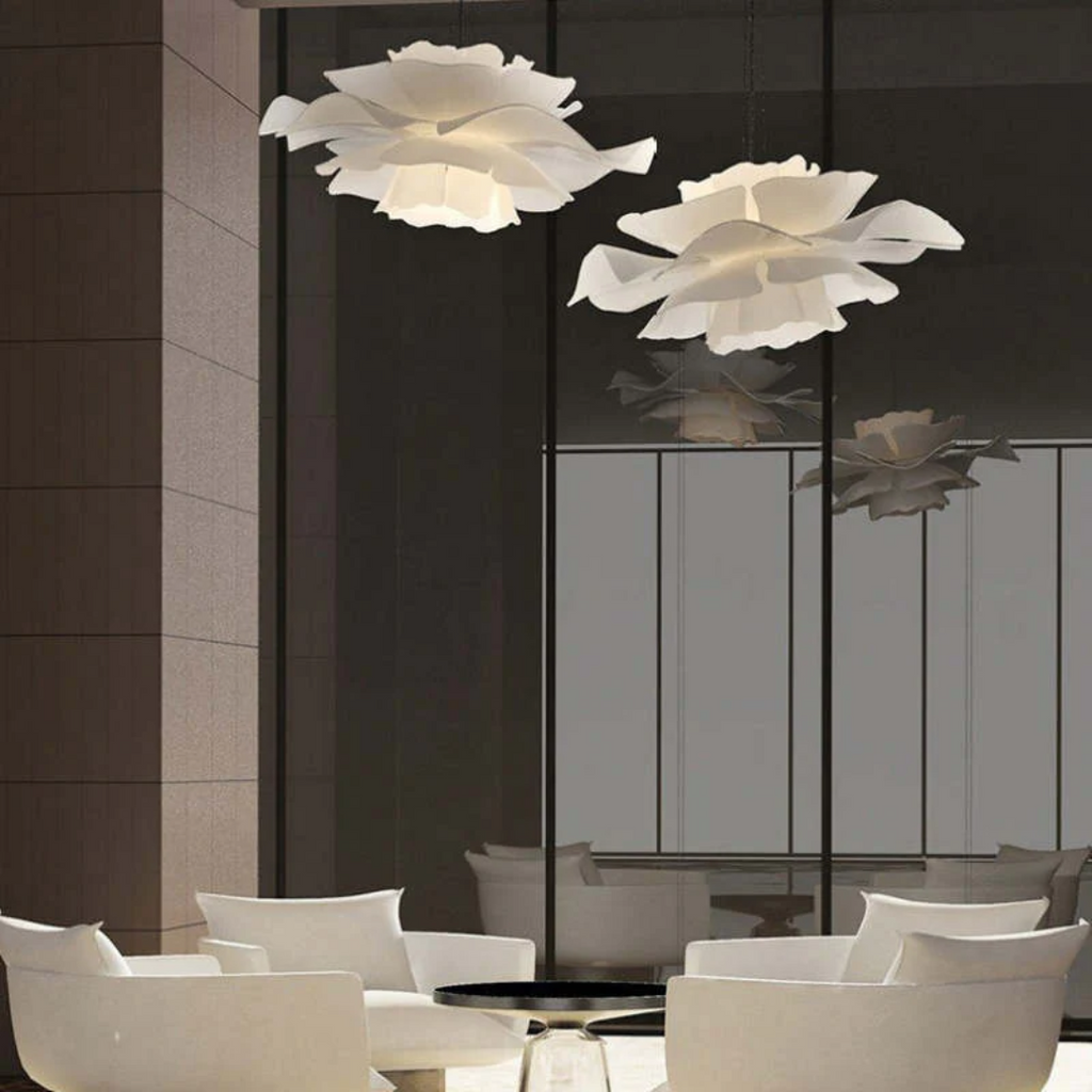 Design Pendant Lamp Flower White Metal - Sophia