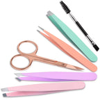 Precision Tweezers Set – 6-piece Eyebrow Kit with Travel Case