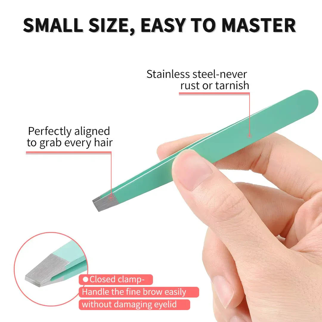 Precision Tweezers Set – 6-piece Eyebrow Kit with Travel Case