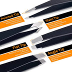 Precision Tweezers Set – 6-piece Eyebrow Kit with Travel Case