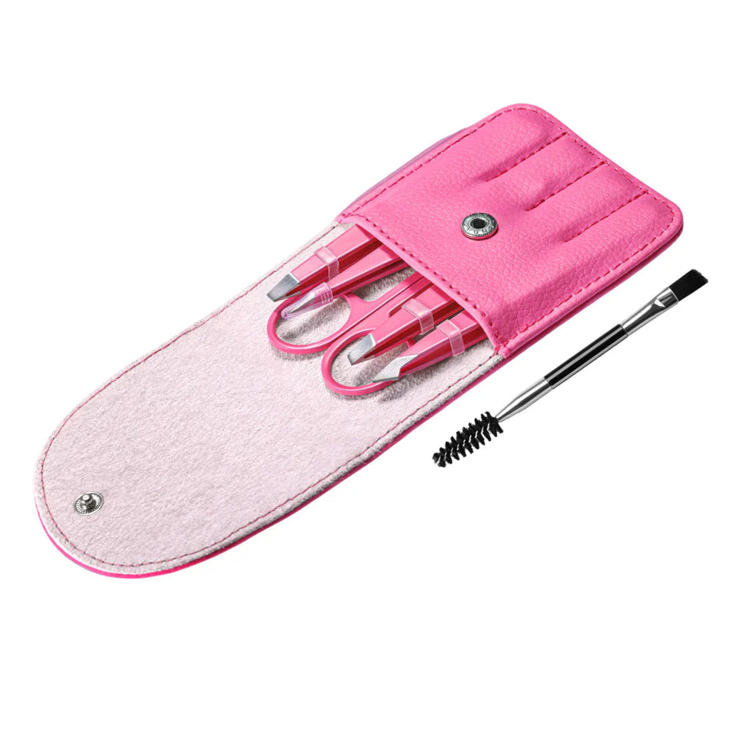 Precision Tweezers Set – 6-piece Eyebrow Kit with Travel Case