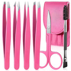Precision Tweezers Set – 6-piece Eyebrow Kit with Travel Case