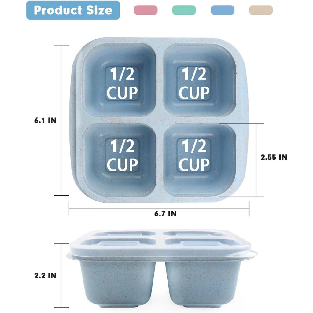 Bento-Style 4-Compartment Meal Prep Boxes in 4-Pack – Sustainable and Practical