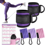 resistance bands for buttocks & hips with ankle strap & training poster