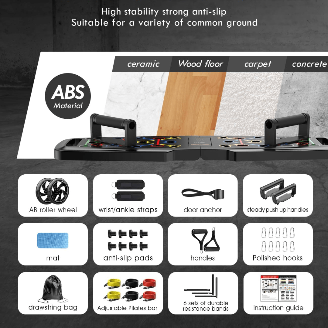 Compact fitness set for strength training & full-body workout at home