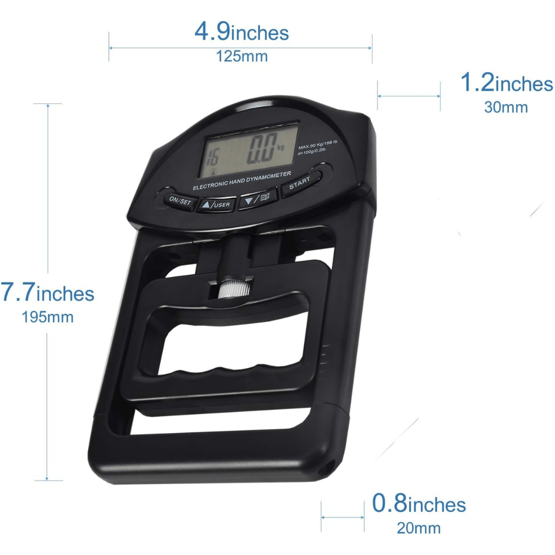 Precise hand-held measuring device for grip force measurement up to 120 kg