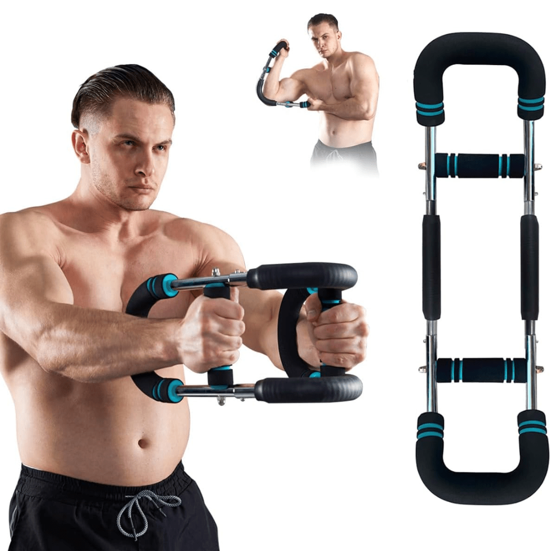 Adjustable training bar for targeted muscle training of arms & chest