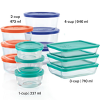 12-piece glass storage set with click lids for freshness & sustainable kitchen organization