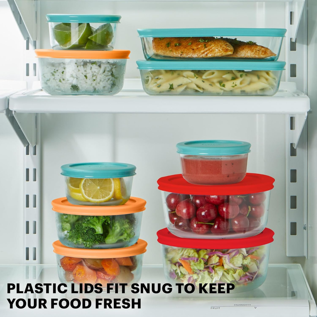12-piece glass storage set with click lids for freshness & sustainable kitchen organization