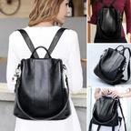 Theft-resistant leather backpack