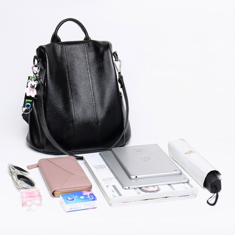 Theft-resistant leather backpack
