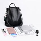 Theft-resistant leather backpack