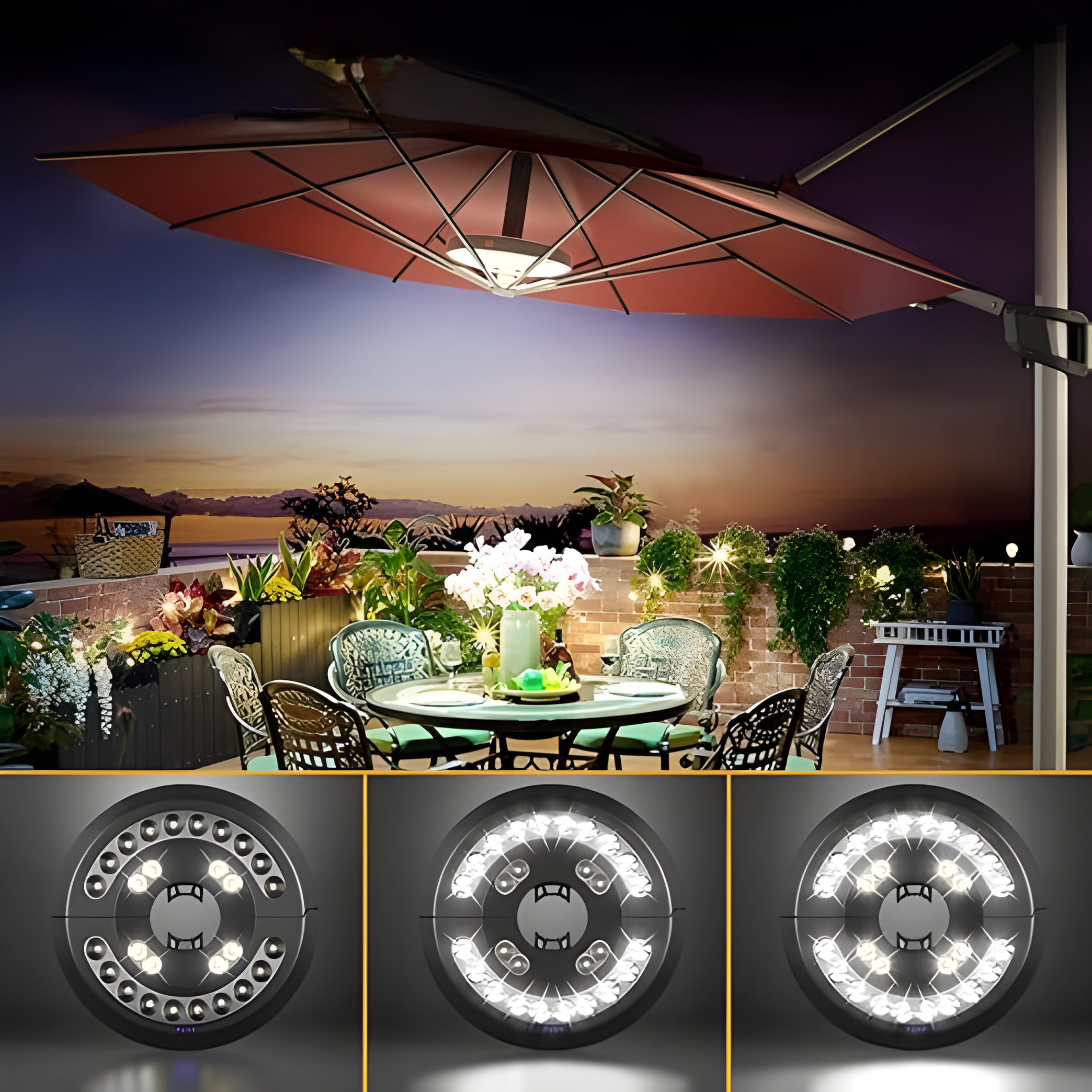 LumoClip LED Shade Light with Battery | 3 Brightness Levels & 360° Light | USB Charging | For Balcony, Garden & Camping