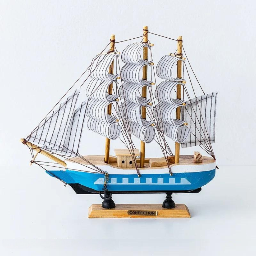 Royaleva Nordic Wood Sailboat Sculpture - LED illuminated decorative piece, battery-operated