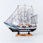 Royaleva Nordic Wood Sailboat Sculpture - LED illuminated decorative piece, battery-operated