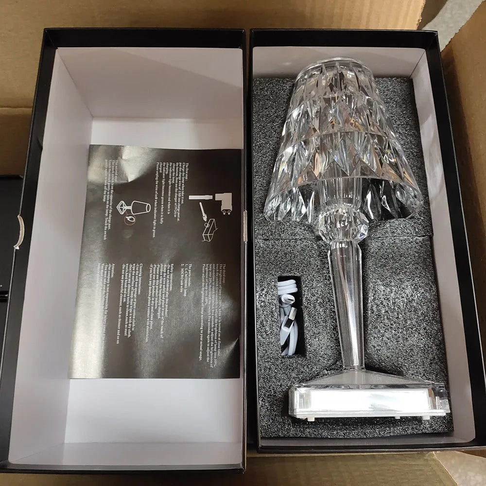 Acrylic Crystal Table Lamp – Artistic Design, Dimmable, Energy Saving, Ideal for Living Room or Bedroom