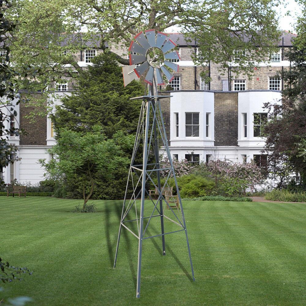 Windmill 8FT Metal Ornamental - Garden Decoration